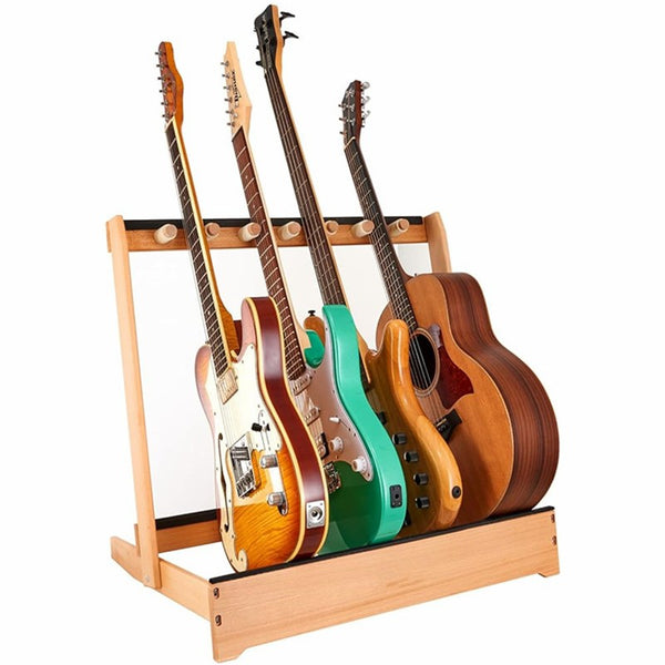 Guitar Stand Folding Design Multiple Guitars Storage Rack w/ Removable Retainers