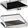 Trading Card Display Case Box Aluminum Glass Clear Locking Coin/Jewelry Storage