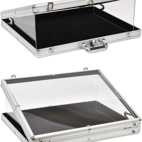 Trading Card Display Case Box Aluminum Glass Clear Locking Coin/Jewelry Storage