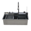 Kitchen Sink Single Bowl Basin Stainless Steel Bar w/Digital Faucet & Cup Washer