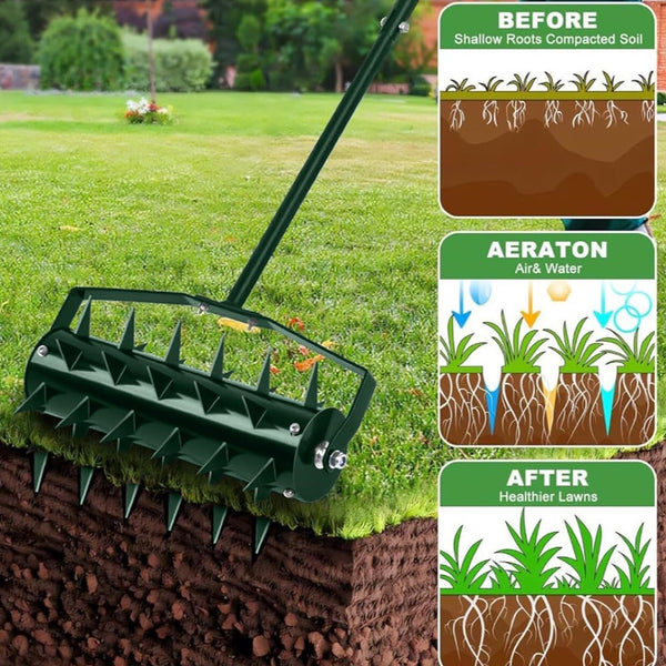 Rolling Lawn Aerator Lawn Aerator Tool Heavy Duty Lawn Soil Penetrator for Yard
