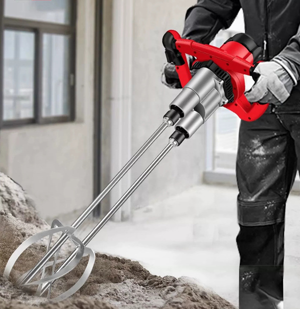 6 Speed Electric Cement Mixer Paint Concrete Mortar Mixing Drill Double Paddle