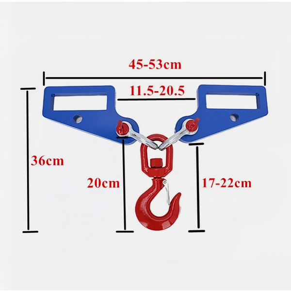 3T Forklift Lifting Hook Attachment Dual Fork Mobile Crane Lifter for RanchCargo