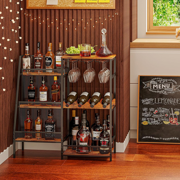3-Tier Metal Wine Rack Wine Bottle Storage Shelf Display Cabinet for Home Bar AU