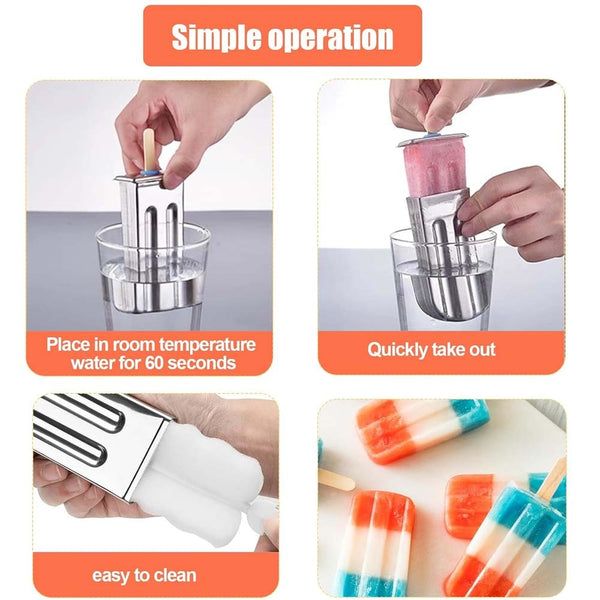 6pcs/10pcs Popsicle Molds Ice Lolly Mould Stainless Steel Ice Cream Holder Maker