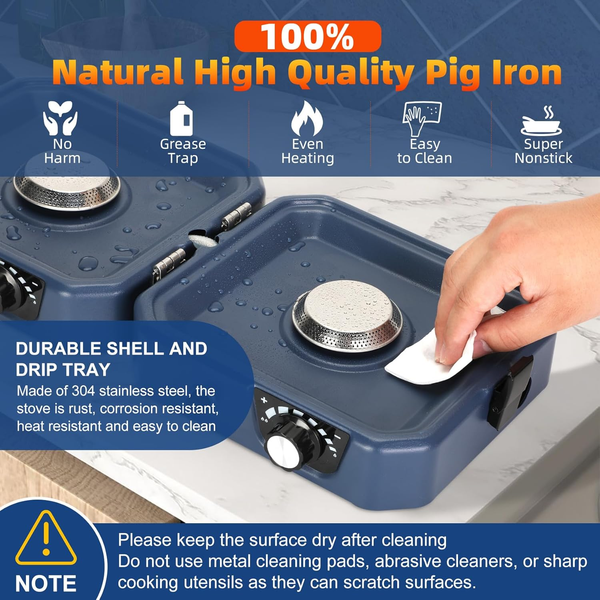 2-Burner Camping Stove Foldable Gas Camp Stove For Outdoor Cooking w/Carry Bag