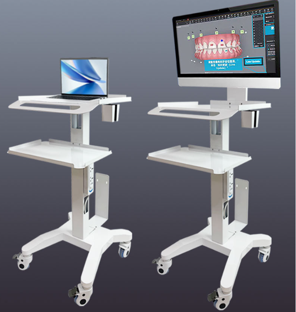 Medical Dental Lab Trolley Cart Intraoral Scanner Mobile Cart Clinic Laptop Rack