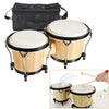 Bongo Drums 6”7” Wood Percussion Bongos for Kids Adults Beginners Natural Finish