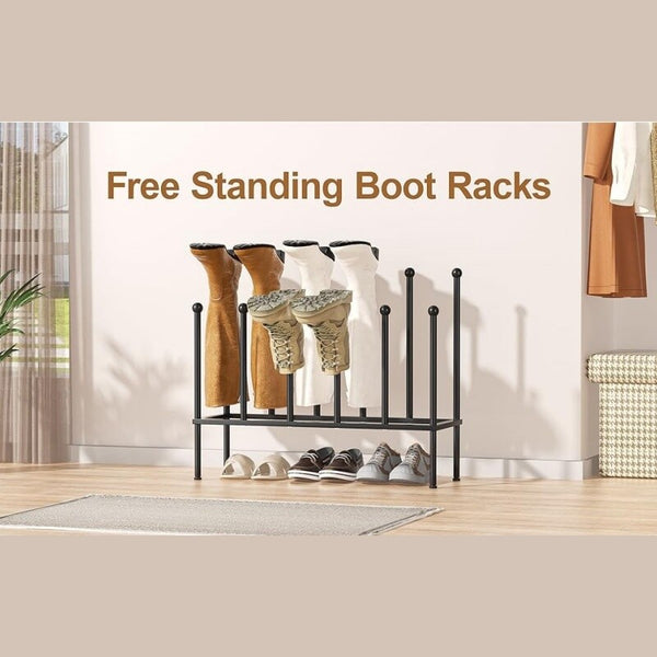 6 Pairs Metal Boot Rack Long Boots Shoes Holders Free Standing Organizer Hallway