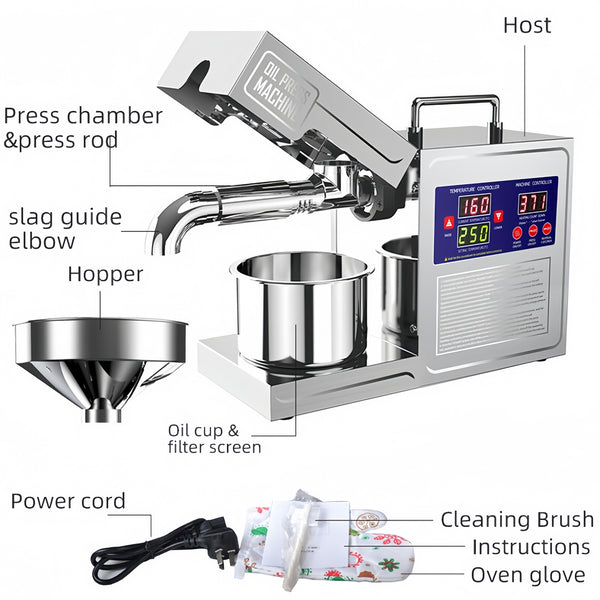 820W Automatic Oil Press Machine Commercial Home Oil Expell Stainless Steel 220V