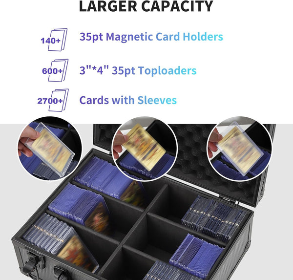 Toploader Storage Box Card For 3"x4" Cards Trading Metal Card Storage Box w/Lock