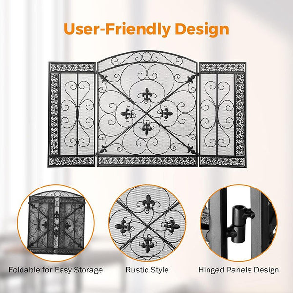Retro Fire Screen Fireplace Gate Decor Fireguards Mesh Cover Hireplace Partition