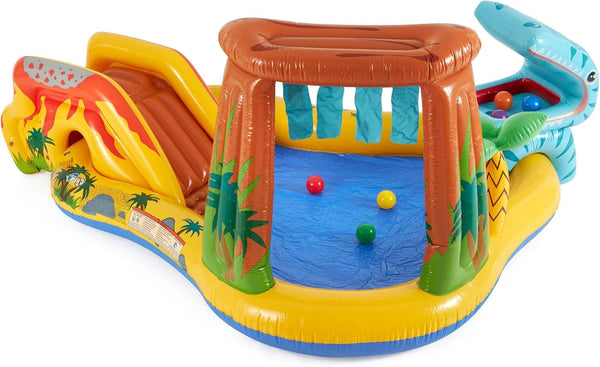 Inflatable Dinosaur Play Center Pool Playhouse Water Park with Kid Pool Slide