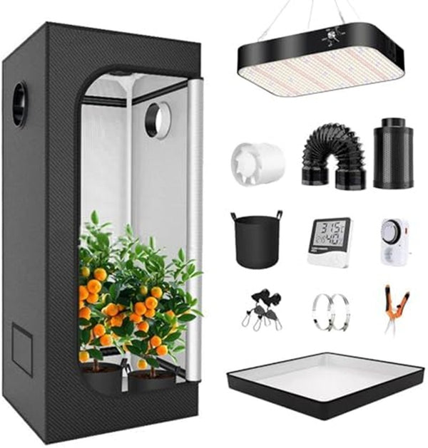 Hydroponics Grow Tent Full Spectrum LED Grow Light Kits Inline Fan Filter System