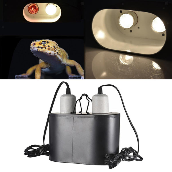Reptile Lamp Double Dome UVB Light Head For Turtle Lizard with Separate Switches