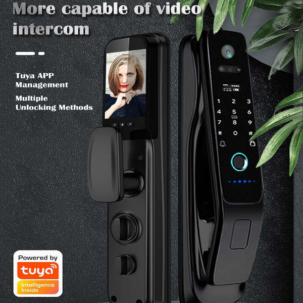 Smart Door Lock Video Voice Intercom Camera Fingerprint Unlock with 14 languages