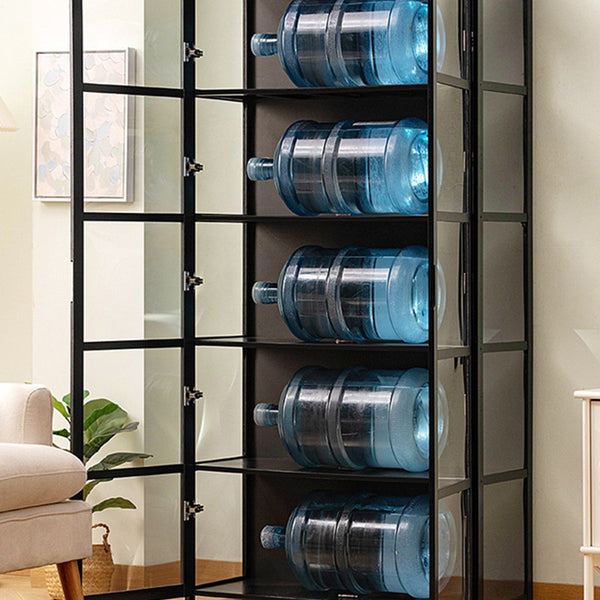 Home Storage Cabinet 5-Tiers Showcase with Double Doors Figurine Display Cabinet