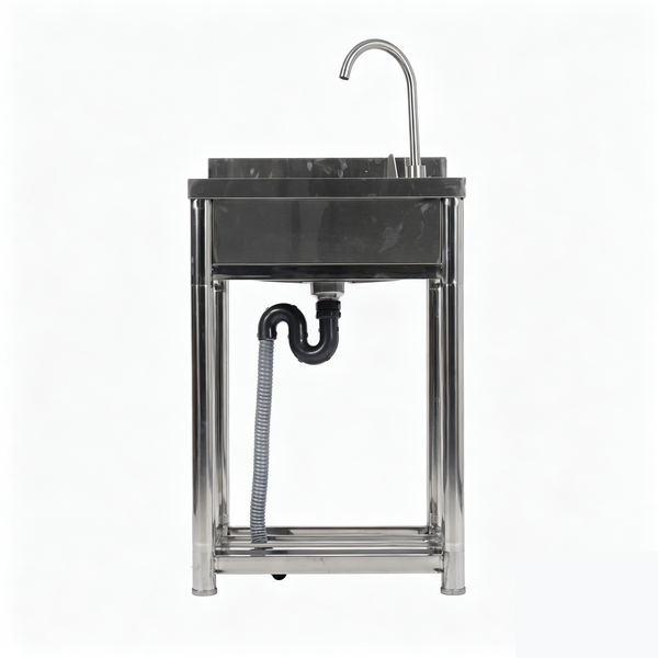 Stainless Steel Commercial Kitchen Sink Free Standing with Cold&Hot Water Faucet