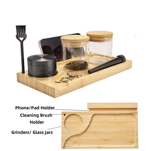 Bamboo Locking Storage Stash Box Bundle ockable Herbal Supply Kit w/ Accessories