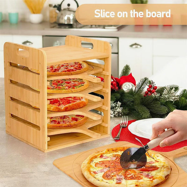13" Pizza Rack Wooden Pizza Peel Rack  4 Tier Non-Stick Pizza Paddle Pizza Board