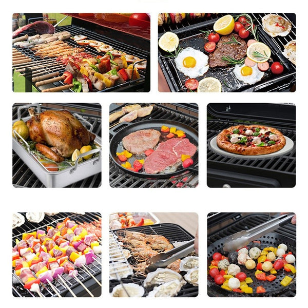 Portable 360°Rotating Charcoal Grill with Flipping Basket Folding Barbecue Grill