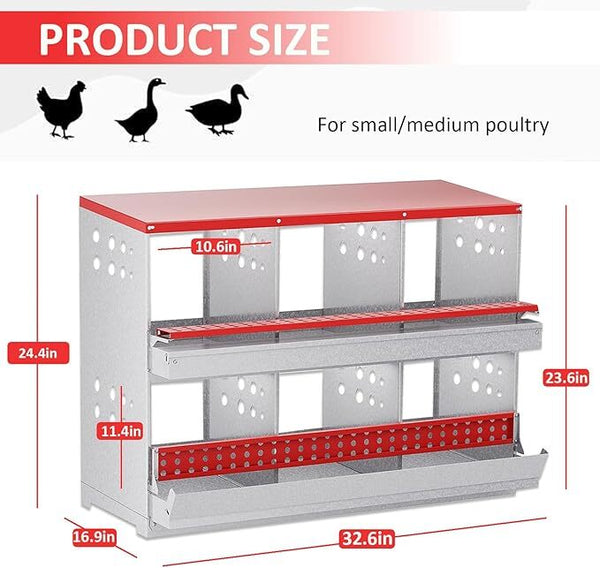 4/6 Hole Chicken Nesting Boxes Wall Mounted Metal Chicken Coop Laying Boxes AU