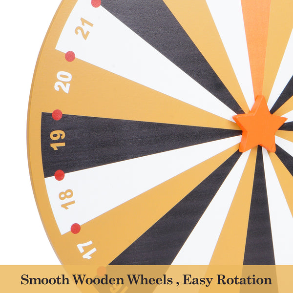 24 Slots Colorful Tabletop Spin Prize Wheel w/ Pen Eraser Roulette Wheel For Pub