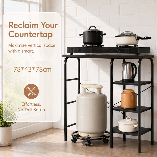 Gas Stove Cooking Table 3-Tier Kitchen Storage Rack Dish Organizer Detachable