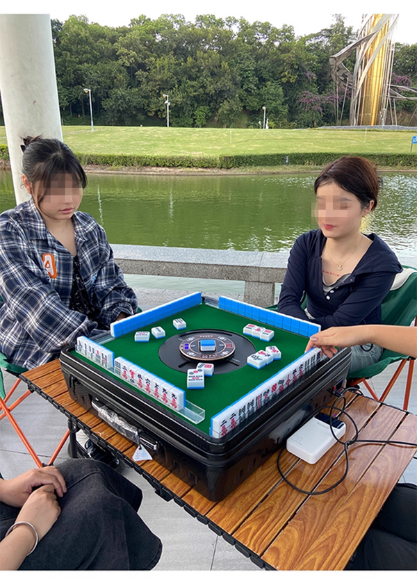 Automatic Mahjong Table Portable Mahjong Table 144 Magnetic Tiles Outdoor & Home