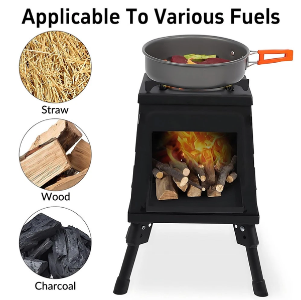 Wood Burning Camping Stove & Bag for Backpacking Outdoor Cooking Heating