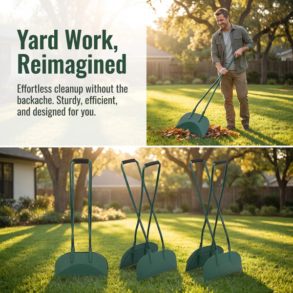 Long Handle Metal Leaf Grabber Rake Leaf Collector for Yard Work Labor-Saving