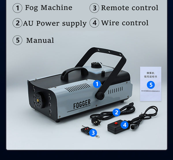 1500W RGB Fog Machine 6 Colorful LED Lights for Smoke Machine Indoor/Outdoor Use