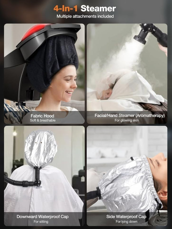 4-in-1 Hair Steamer Spa Salon Micro Mist Hot Cold Fog Hair Care Machine w/ Timer