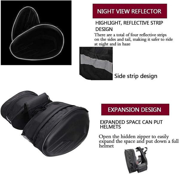 Pair Motorcycle Pannier Bags Luggage Saddlebags Side Bag 36-58L Large Capacity