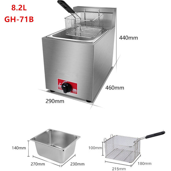 16L /8.2L Commercial LPG Gas Fryer w/Fryer Basket Deep Single Tank Frying Tool