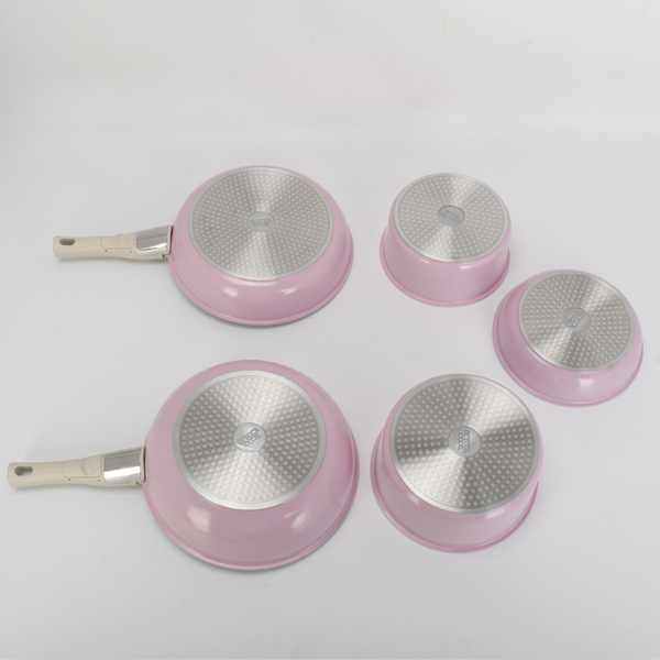 11Pcs Pink pots and Pans Set Removable Handle Nonstick Cookware Set Space Saving