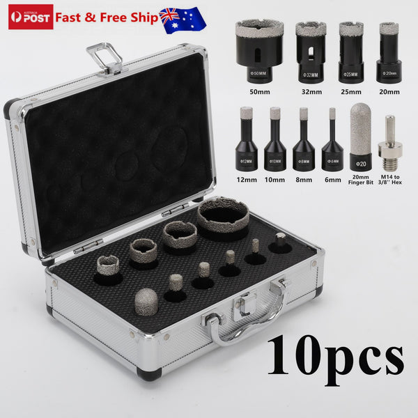 10Pcs M14 Thread Diamond Dry Drill Bit Vacuum Brazed Drilling Core Bits Set AU