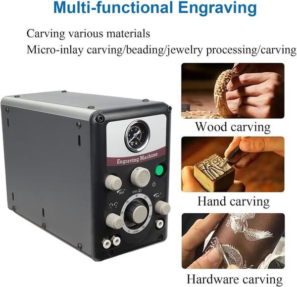 Jewelry Pneumatic Engraving Machine 8000RPM  Double Head Micro Graver Crafting