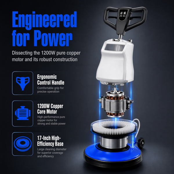 17" 1200W Commercial Orbital Scrubber &Polisher Hard Floor Buffer Carpet Cleaner