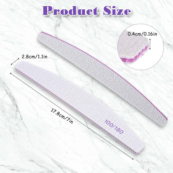 3 PCS Nail Files Double Sided Moon Dust Nail Files100/180 Grit Nails Emery Board