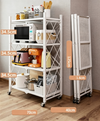 4Tier Folding Shelf with Wheel Storage Rack Cart for Kitchen Pantry Laundry Room
