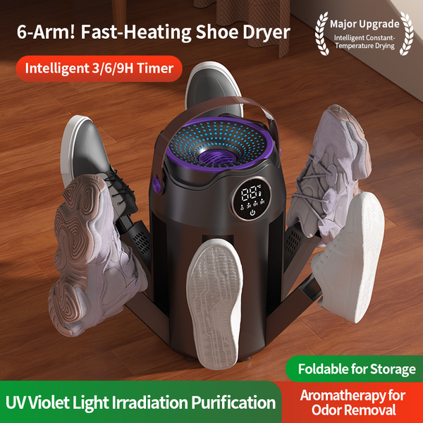 Electric Shoe Dryer 6-Arm Boot Glove Dryer UV Sanitiser Family Travel Portable