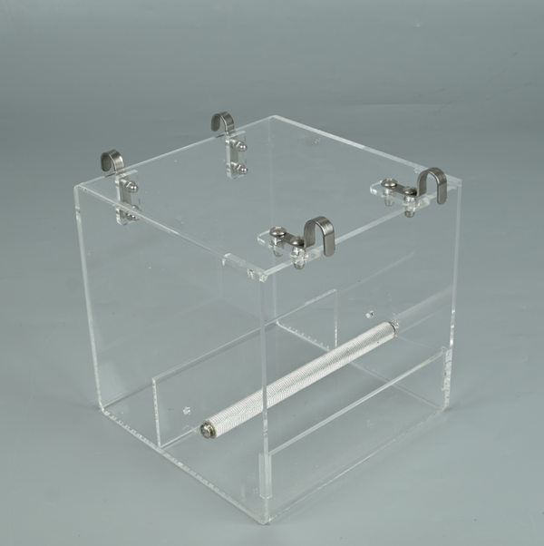 Acrylic Parrot Feeder Parrots Perch Stand Cage Automatic Bird Feeder Transparent