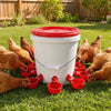Automatic Chicken Feed Bucket with 12 Feeders Ports 10L Capacity Poultry Feeder