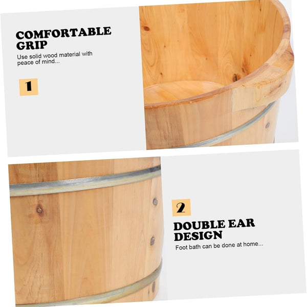 Foot Bucket With Steam Machine Wooden Basin for Soaking Tub W/Massager and Lid