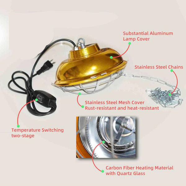 300W Heat Lamp for Chicken Coop Waterproof Brooder Heater for Chick,Duck,Poultry
