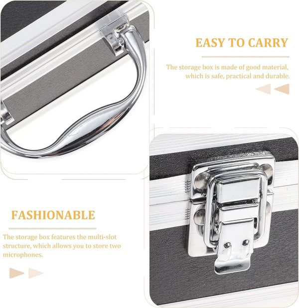 Multi-Purpose Microphone Carry Case Foam Insert Aluminum Alloy Storage Box