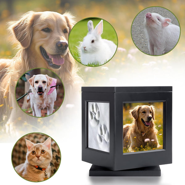 Pet Memorial Urns for Dogs or Cats Ashes Large Wooden Funeral with Photo Frame