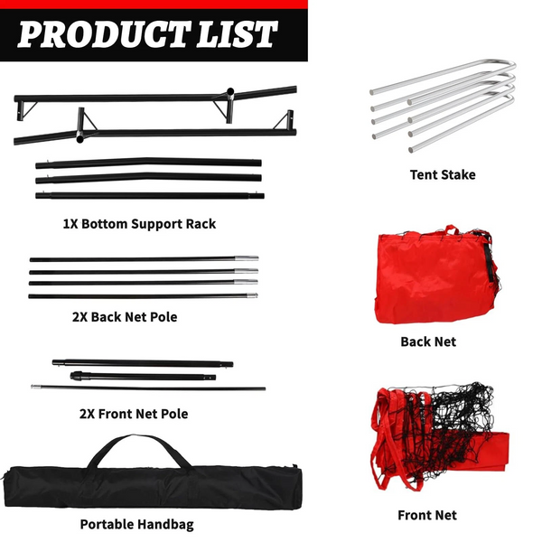 Adjustable Volleyball Practice Net w/ Sturdy Steel Frame Carry Bag 6.5-8FT AU