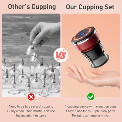 Electric Cupping Therapy Smart Scraping Massager Set 8 Massage Cups Red Light